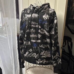 Stylish Black and Blue Graphic Hoodie